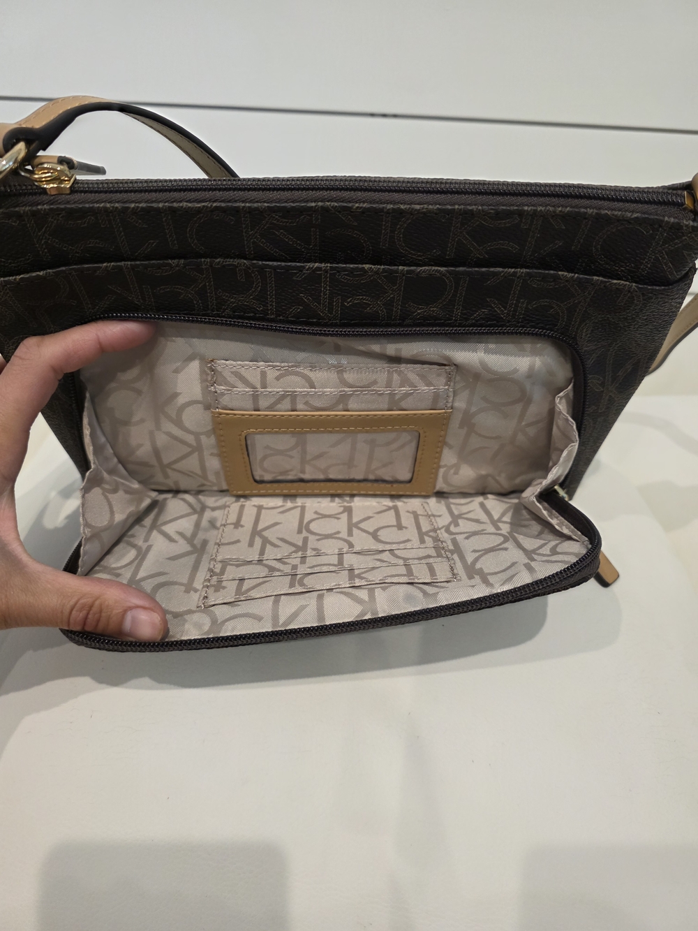 Calvin Klein Brown Logo Crossbody Bag - Picture 4 of 7
